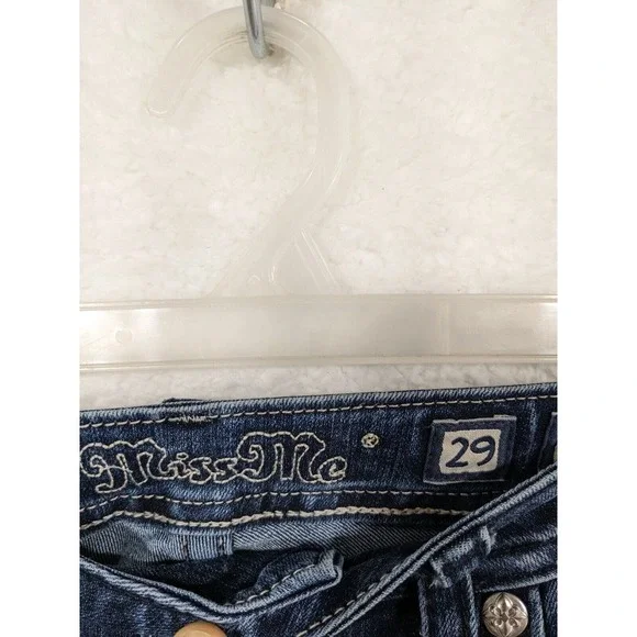 Miss Me Wild Flower Mid Rise Embellished Front Inseam (33") Jeans Size 29 - Picture 7 of 16